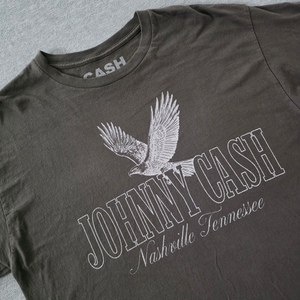 Johnny Cash Mens Nashville Tennessee Eagle Man In Black Graphic T-Shirt MD Black